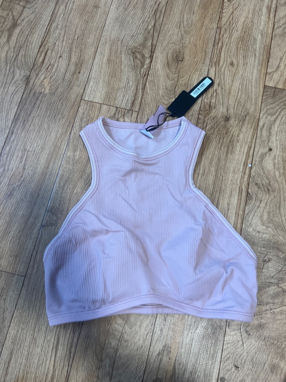 SKIMS Ribbed Racer Front Crop Bra in Himalayan Pink